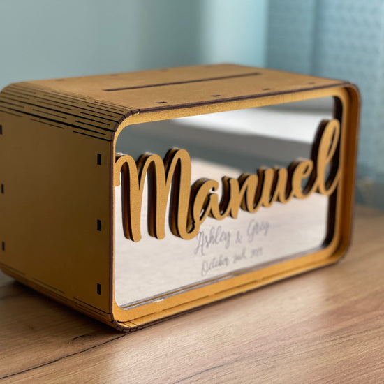 Wedding Cash Gift Box, Personalized Wooden Card Box, Elegant Wedding Money Holder, Custom Wedding Card Box, Wedding Reception Decor
