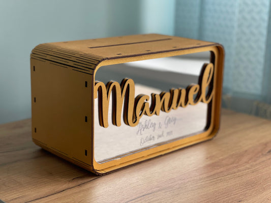 Wedding Cash Gift Box, Personalized Wooden Card Box, Elegant Wedding Money Holder, Custom Wedding Card Box, Wedding Reception Decor