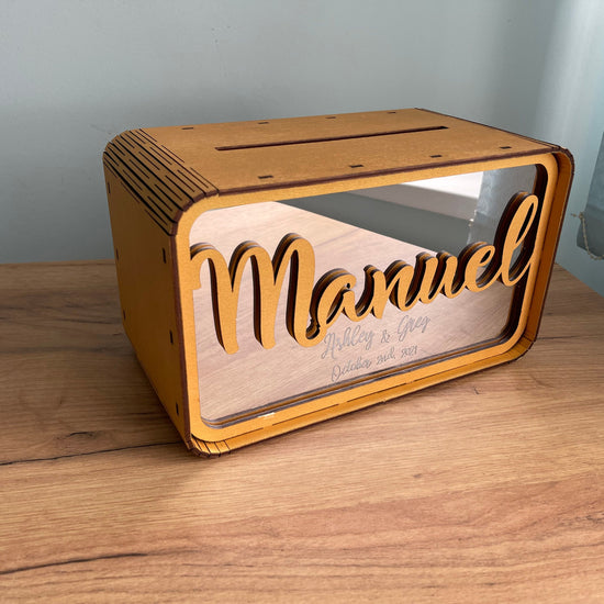 Wedding Cash Gift Box, Personalized Wooden Card Box, Elegant Wedding Money Holder, Custom Wedding Card Box, Wedding Reception Decor