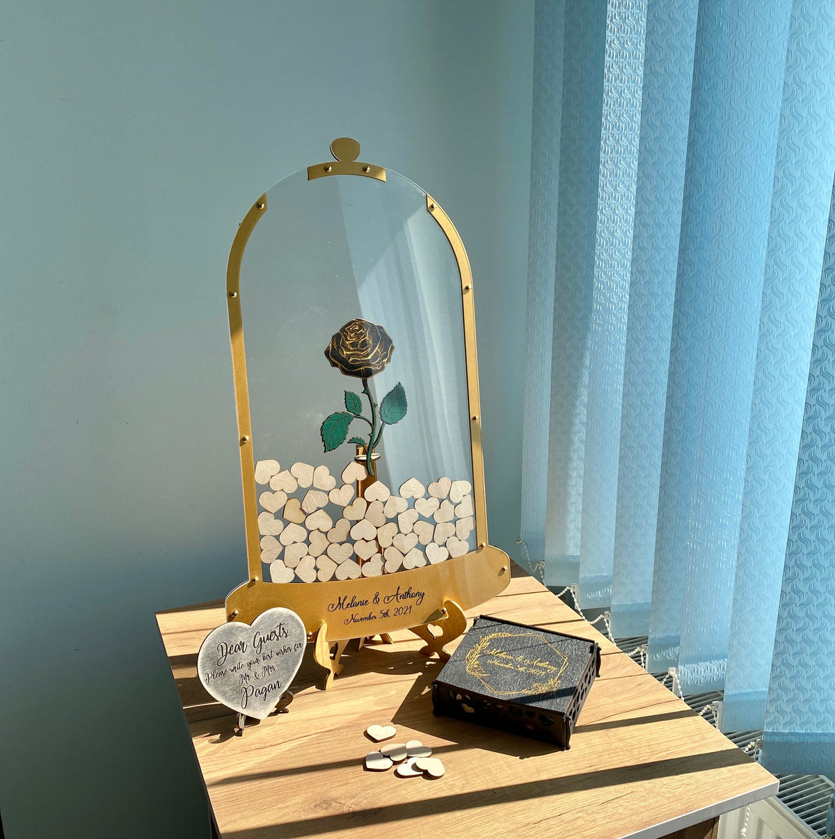 Beauty Guest Book, Wedding Guest Book, Rose Drop Box, Beast Wedding Guest Book, Wedding Guest Book Alternative, Rose in Flask, Tale As Old