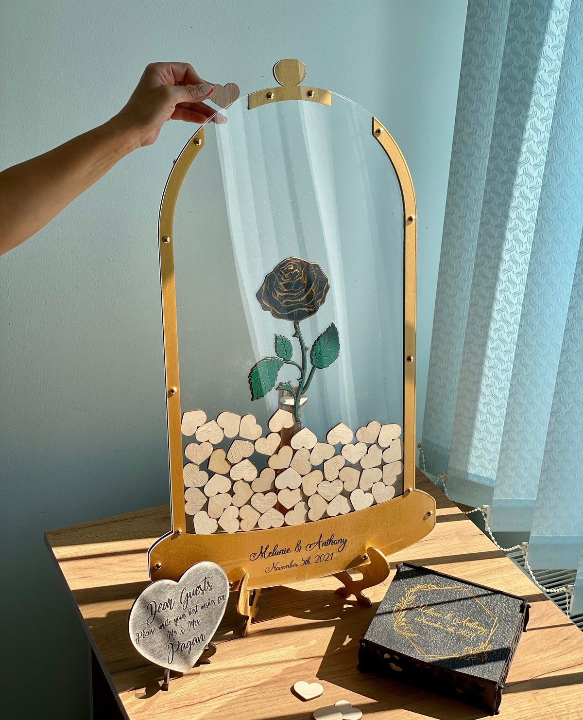 Beauty Guest Book, Wedding Guest Book, Rose Drop Box, Beast Wedding Guest Book, Wedding Guest Book Alternative, Rose in Flask, Tale As Old