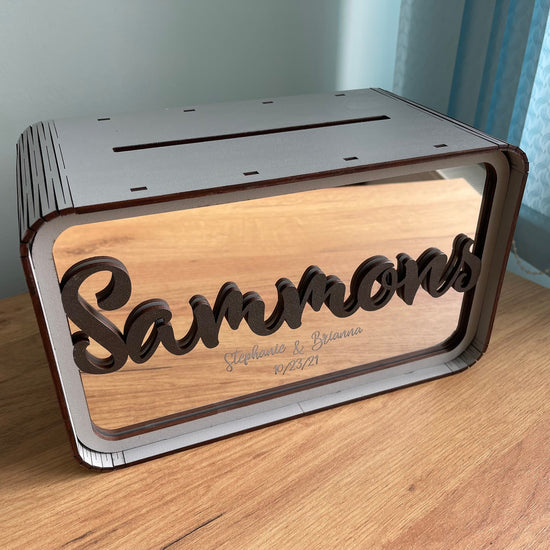 Modern Wedding Money Box, Personalized Wooden Card Box, Custom Wedding Card Holder, Minimalist Wedding Gift Box, Reception Table Decor