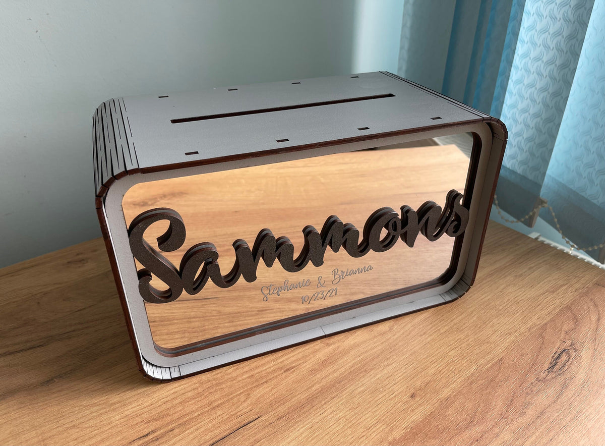 Modern Wedding Money Box, Personalized Wooden Card Box, Custom Wedding Card Holder, Minimalist Wedding Gift Box, Reception Table Decor
