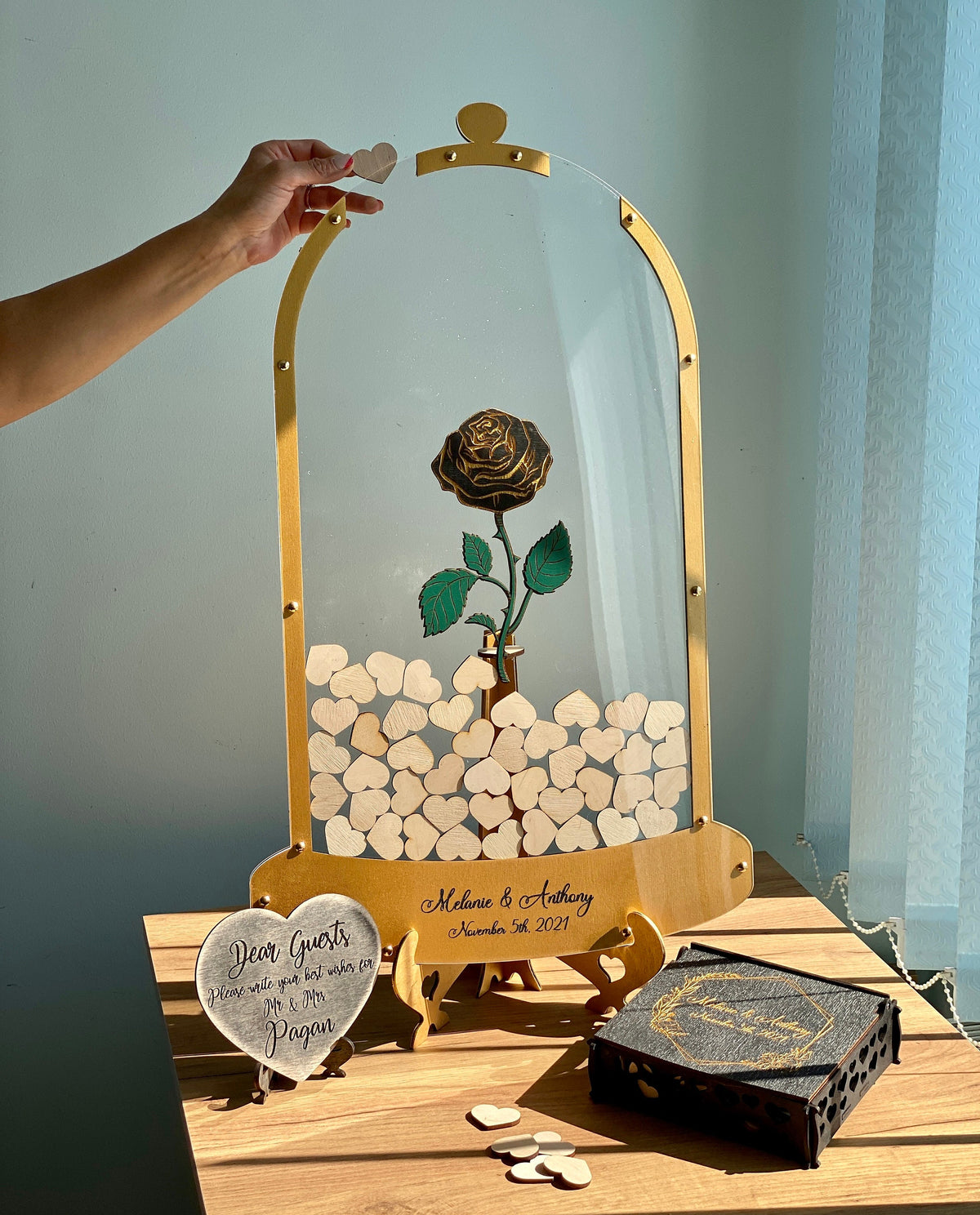 Beauty Guest Book, Wedding Guest Book, Rose Drop Box, Beast Wedding Guest Book, Wedding Guest Book Alternative, Rose in Flask, Tale As Old
