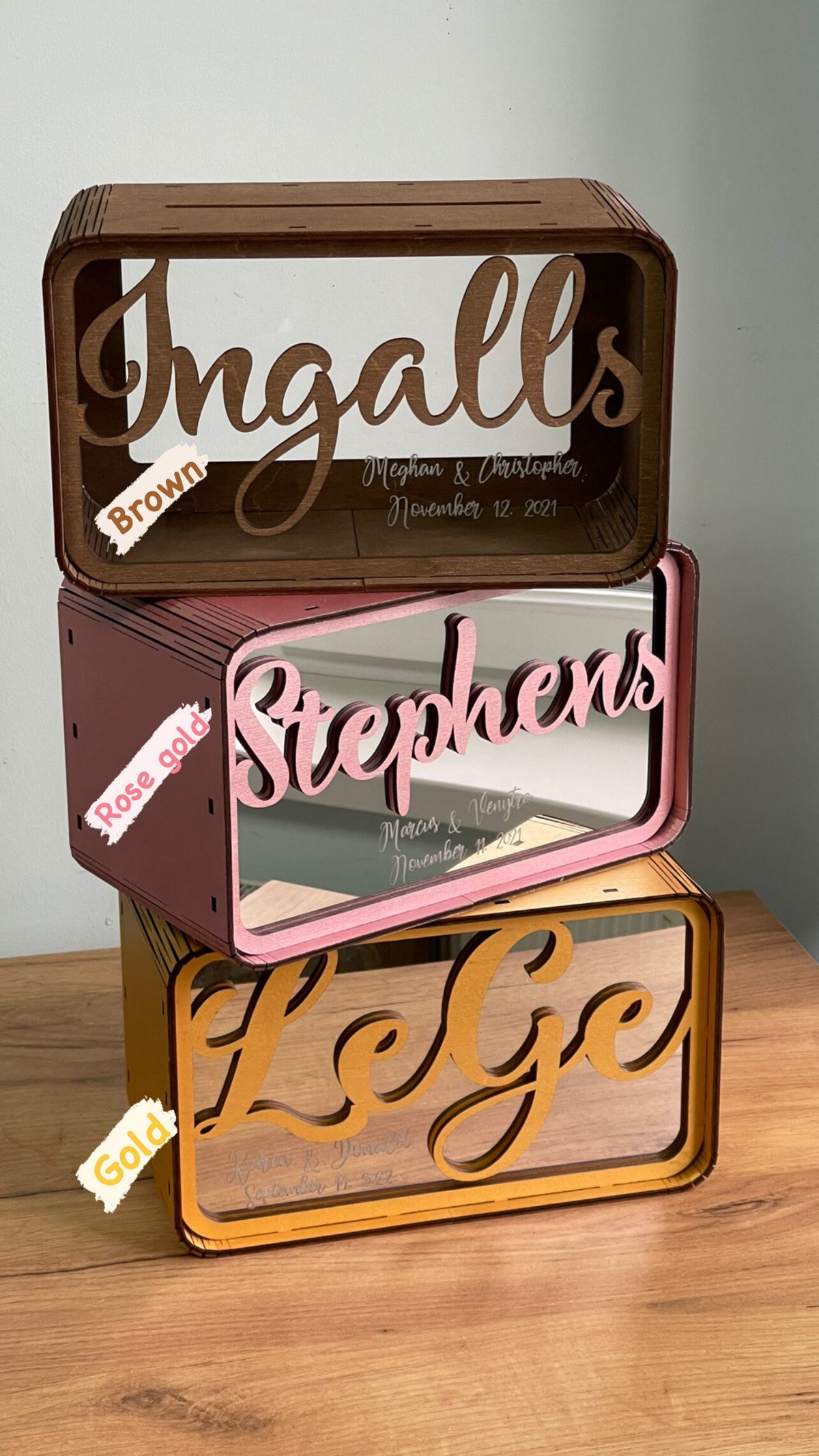Wedding Cash Gift Box, Personalized Wooden Card Box, Elegant Wedding Money Holder, Custom Wedding Card Box, Wedding Reception Decor