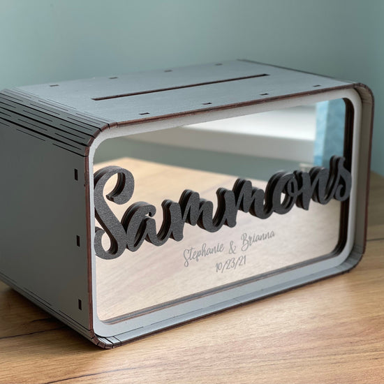 Modern Wedding Money Box, Personalized Wooden Card Box, Custom Wedding Card Holder, Minimalist Wedding Gift Box, Reception Table Decor