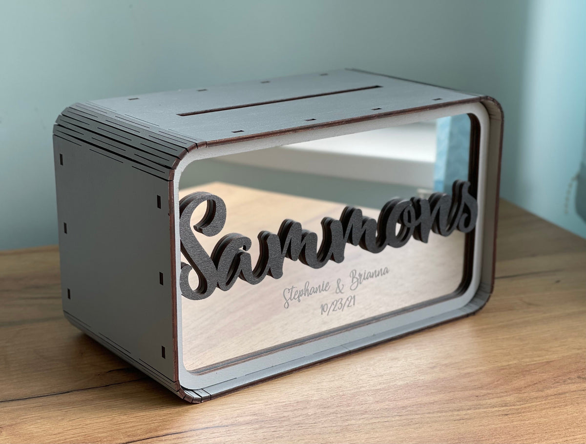 Modern Wedding Money Box, Personalized Wooden Card Box, Custom Wedding Card Holder, Minimalist Wedding Gift Box, Reception Table Decor