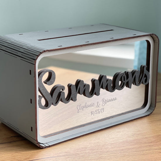 Modern Wedding Money Box, Personalized Wooden Card Box, Custom Wedding Card Holder, Minimalist Wedding Gift Box, Reception Table Decor