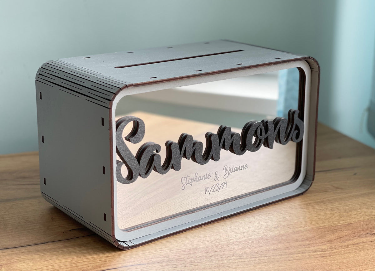 Modern Wedding Money Box, Personalized Wooden Card Box, Custom Wedding Card Holder, Minimalist Wedding Gift Box, Reception Table Decor