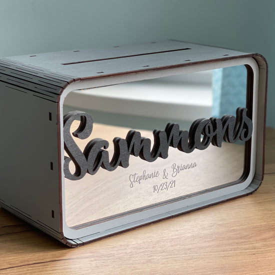 Modern Wedding Money Box, Personalized Wooden Card Box, Custom Wedding Card Holder, Minimalist Wedding Gift Box, Reception Table Decor