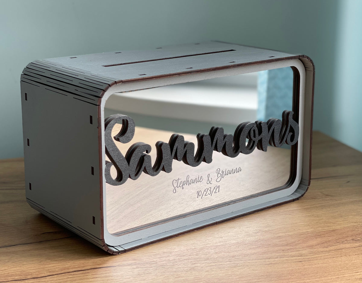 Modern Wedding Money Box, Personalized Wooden Card Box, Custom Wedding Card Holder, Minimalist Wedding Gift Box, Reception Table Decor