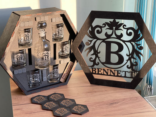 Whiskey Decanter Set, Christmas Gift, Whiskey Stones, Bourbon Decanter Set, Whiskey Glasses, Fathers Gift, Gift fo Him, Personalized Glasses