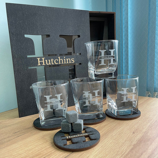 Personalized Whiskey Glasses, Whiskey Stones, Fathers Gift, Bourbon Glasses, Christmas gift, Birthday Gift, Groomsman Gift, Drinking Glasses