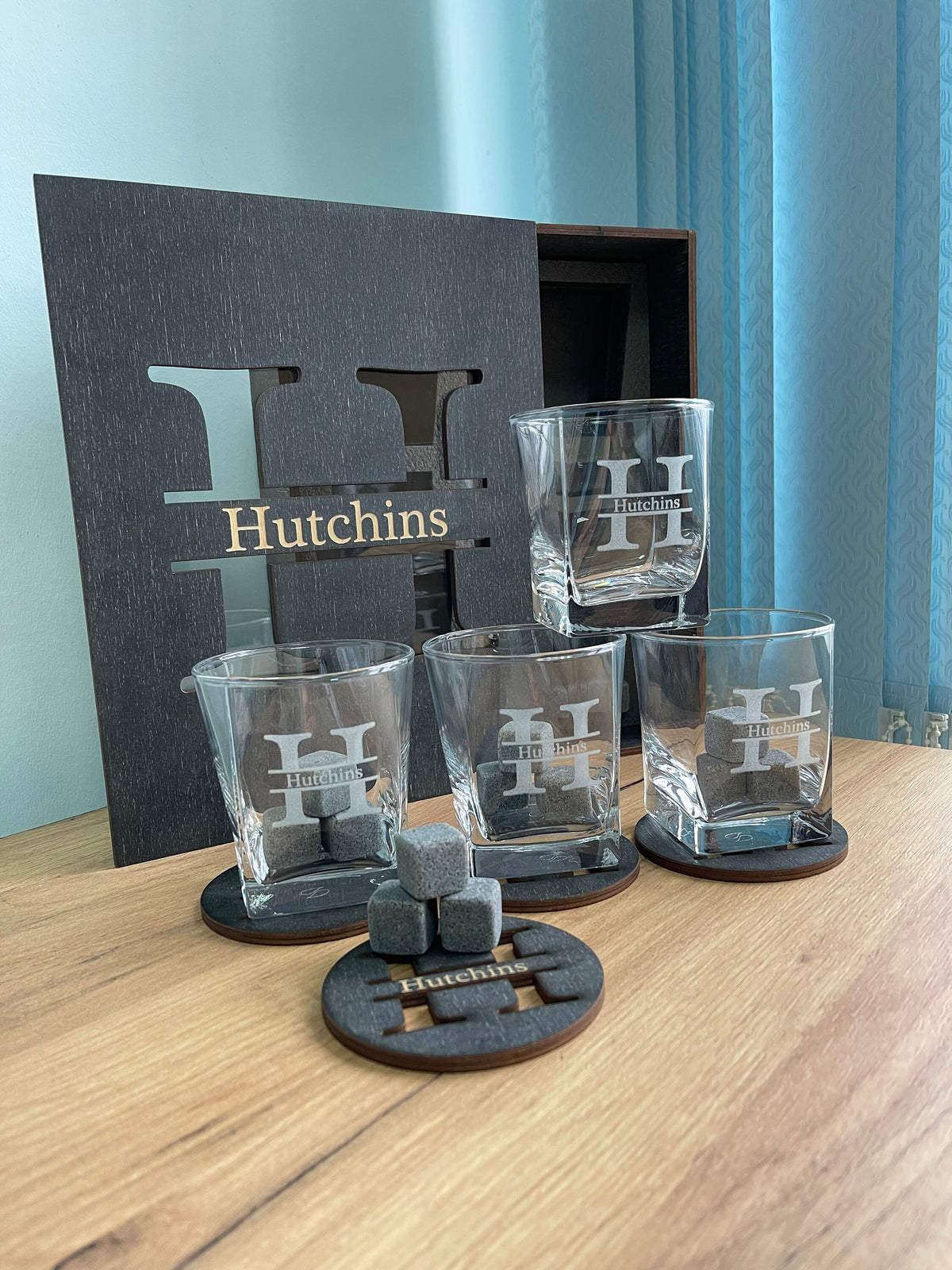 Personalized Whiskey Glasses, Whiskey Stones, Fathers Gift, Bourbon Glasses, Christmas gift, Birthday Gift, Groomsman Gift, Drinking Glasses