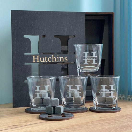 Personalized Whiskey Glasses, Whiskey Stones, Fathers Gift, Bourbon Glasses, Christmas gift, Birthday Gift, Groomsman Gift, Drinking Glasses