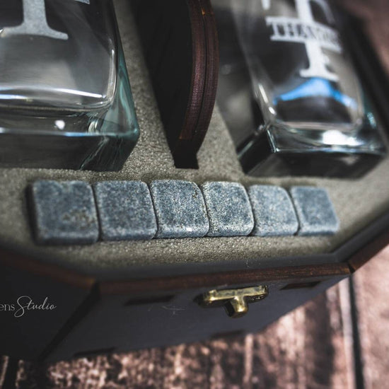 Personalized Whiskey Glass Set, Barrel Gift Box, Engraved Whiskey Glasses, Custom Father's Day Gift, Birthday Gift for Him
