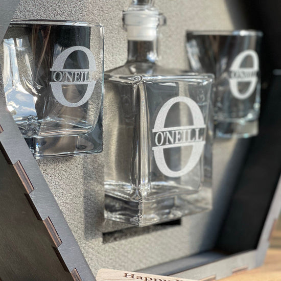 Father's Gift, Gift for Him, Whiskey Decanter Set, Whiskey Stones, Whiskey Glasses, Best Man Gift, Personalized Decanter Set, Bourbon Glass