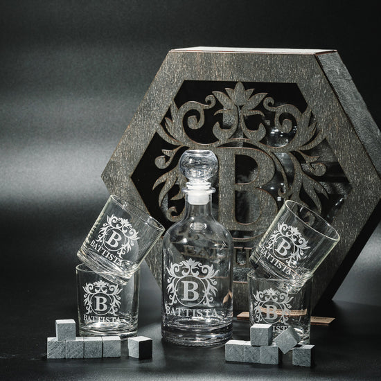 Whiskey Decanter Set, Christmas Gift, Whiskey Stones, Bourbon Decanter Set, Whiskey Glasses, Fathers Gift, Gift fo Him, Personalized Glasses