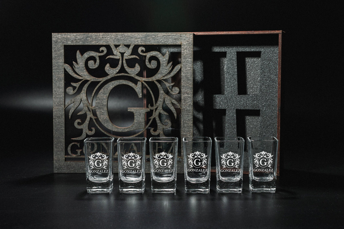 SHOT GLASSES, Father's Gift, Tequila Shot Glasses, Custom Shot Glasses, Husband Gift, Anniversary Gift, Christmas Gift, Square Shot Glasses