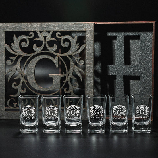 SHOT GLASSES, Father's Gift, Tequila Shot Glasses, Custom Shot Glasses, Husband Gift, Anniversary Gift, Christmas Gift, Square Shot Glasses