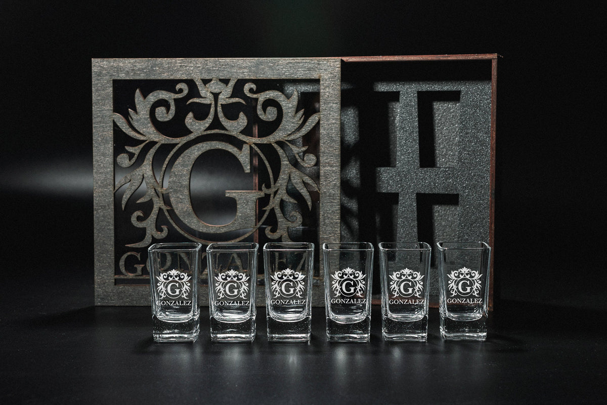 SHOT GLASSES, Father's Gift, Tequila Shot Glasses, Custom Shot Glasses, Husband Gift, Anniversary Gift, Christmas Gift, Square Shot Glasses