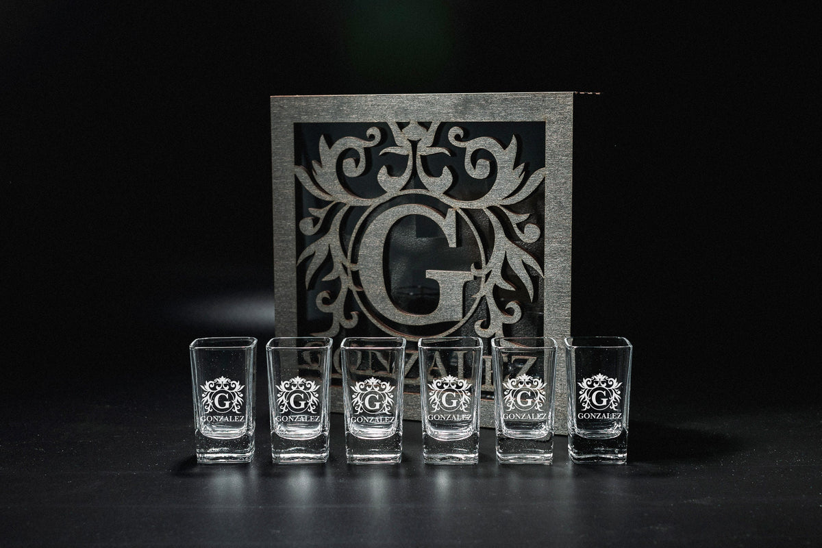 SHOT GLASSES, Father's Gift, Tequila Shot Glasses, Custom Shot Glasses, Husband Gift, Anniversary Gift, Christmas Gift, Square Shot Glasses