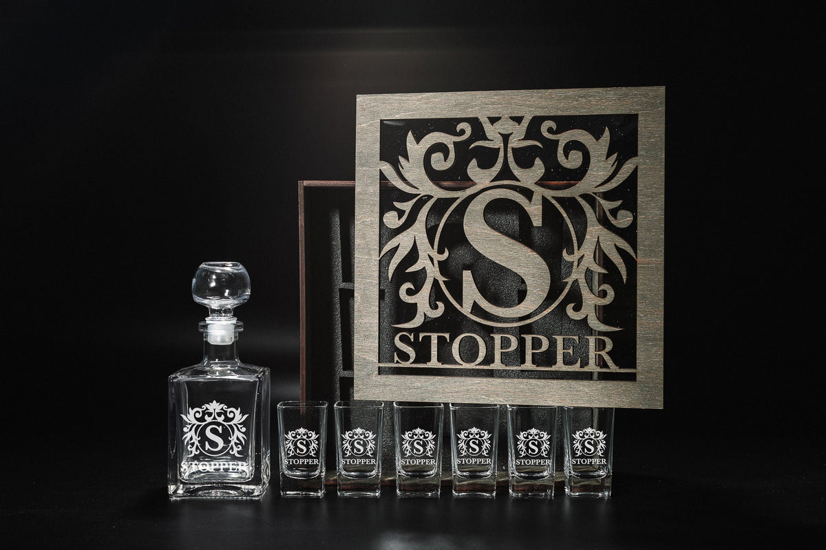 Shot Glasses, Custom Shot Glasses, Tequila Decanter, Tequila Decanter Set, Fathers Gift, Tequila Shots, Tequila Gifts, Bar Accessories, Shot