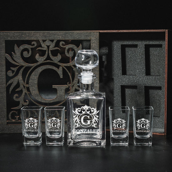 Shot Glasses, Custom Shot Glasses, Tequila Decanter, Tequila Decanter Set, Fathers Gift, Tequila Shots, Tequila Gifts, Bar Accessories, Shot