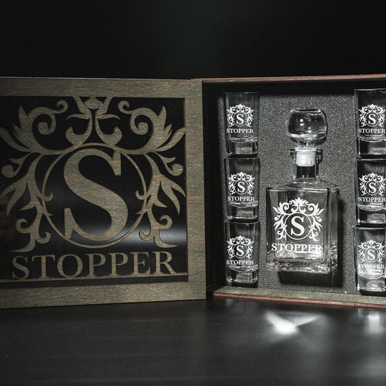 Shot Glasses, Custom Shot Glasses, Tequila Decanter, Tequila Decanter Set, Fathers Gift, Tequila Shots, Tequila Gifts, Bar Accessories, Shot