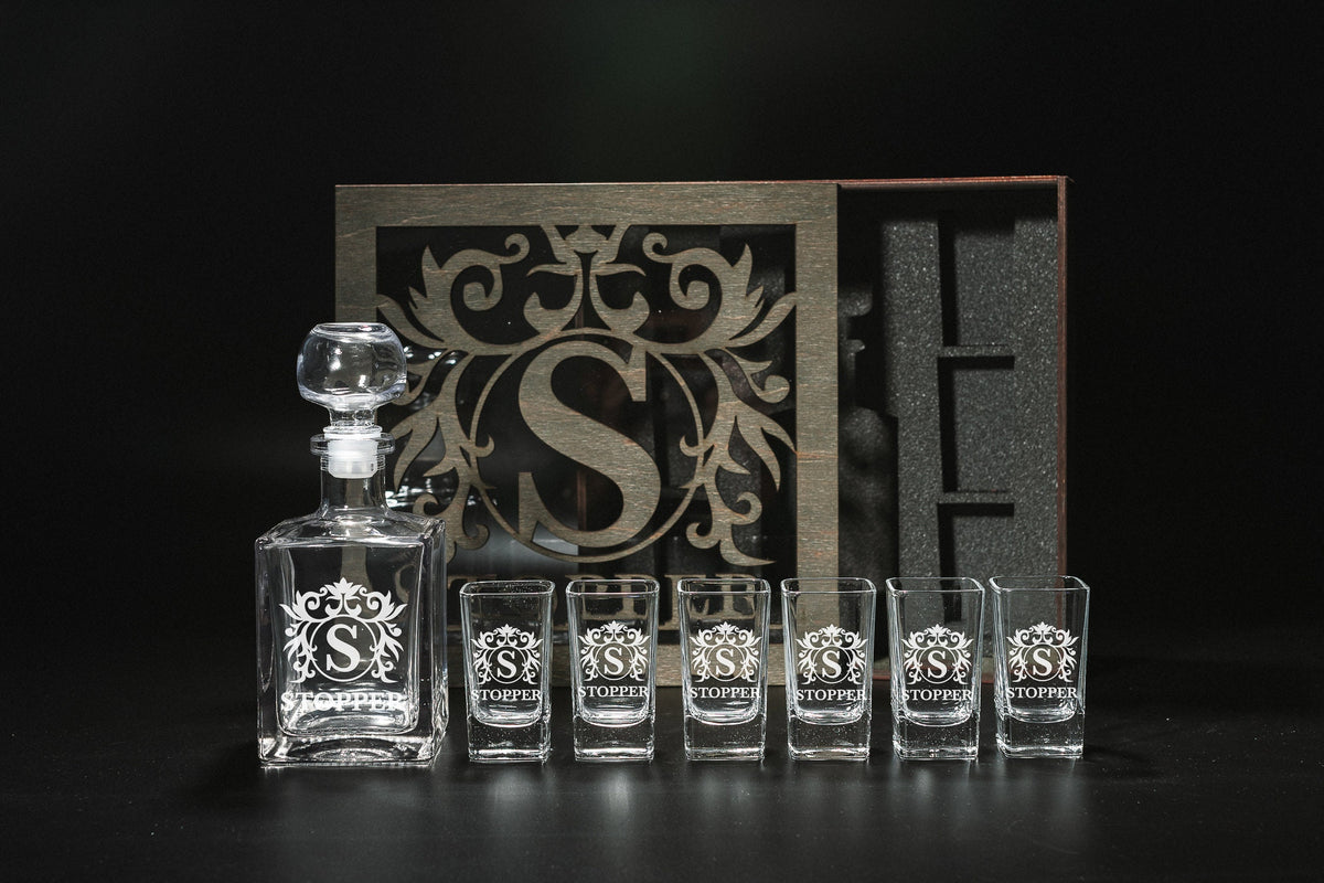 Shot Glasses, Custom Shot Glasses, Tequila Decanter, Tequila Decanter Set, Fathers Gift, Tequila Shots, Tequila Gifts, Bar Accessories, Shot