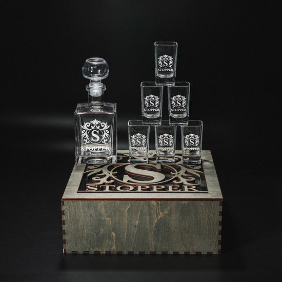 Shot Glasses, Custom Shot Glasses, Tequila Decanter, Tequila Decanter Set, Fathers Gift, Tequila Shots, Tequila Gifts, Bar Accessories, Shot