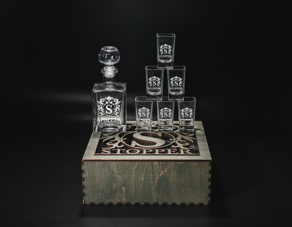 Shot Glasses, Custom Shot Glasses, Tequila Decanter, Tequila Decanter Set, Fathers Gift, Tequila Shots, Tequila Gifts, Bar Accessories, Shot