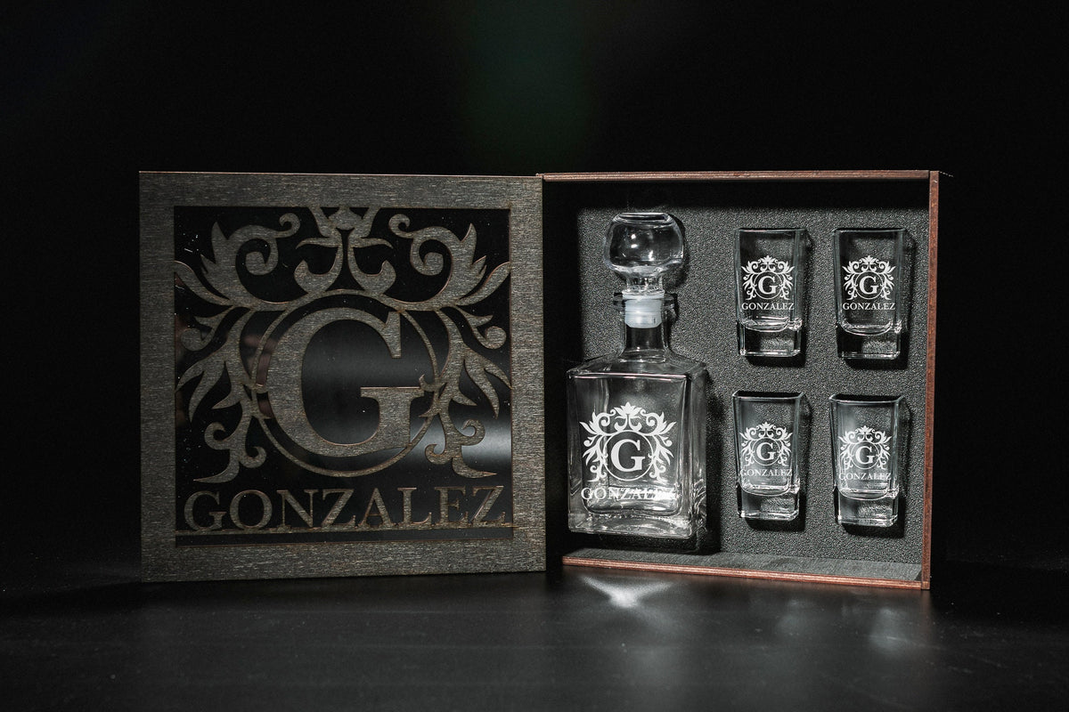 Shot Glasses, Custom Shot Glasses, Tequila Decanter, Tequila Decanter Set, Fathers Gift, Tequila Shots, Tequila Gifts, Bar Accessories, Shot