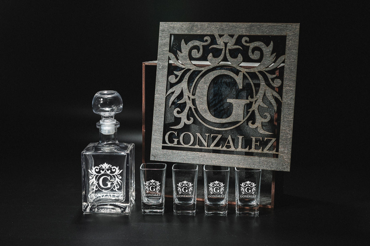 Shot Glasses, Custom Shot Glasses, Tequila Decanter, Tequila Decanter Set, Fathers Gift, Tequila Shots, Tequila Gifts, Bar Accessories, Shot