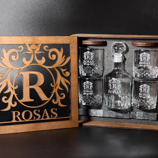 Engraved Decanter, Whiskey Decanter Set, Father's Gift, Christmas Gift, Bourbon Glasses, Whiskey Glasses, Whiskey Gift, Bar Whiskey Glasses