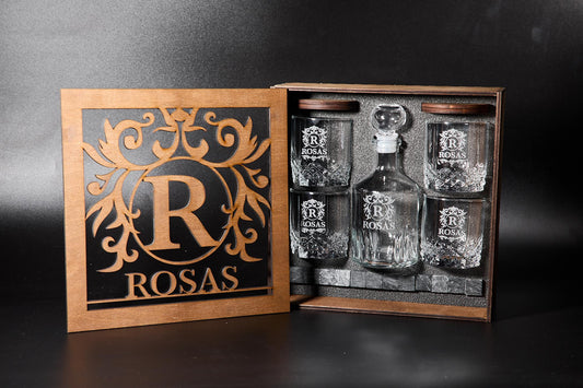 Engraved Decanter, Whiskey Decanter Set, Father's Gift, Christmas Gift, Bourbon Glasses, Whiskey Glasses, Whiskey Gift, Bar Whiskey Glasses