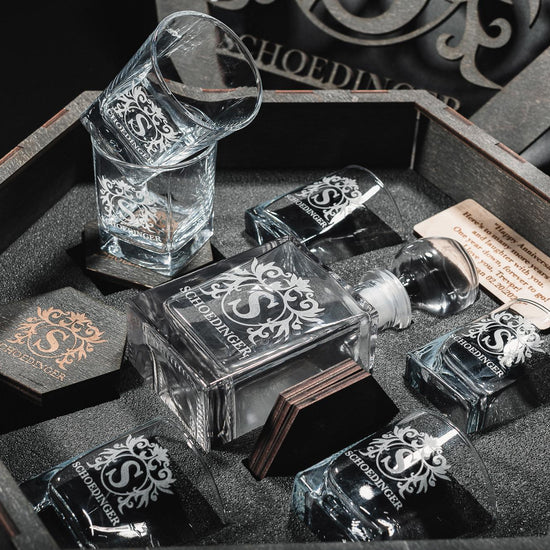Father's Day gift, Whiskey glasses, Whiskey decanter set, Luxury Decanter and Glasses with Personalization, Whiskey glass, Whiskey gifts