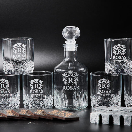 Father's Day gift, Whiskey glasses, Whiskey decanter set, Luxury Decanter and Glasses with Personalization, Whiskey glass, Whiskey gifts