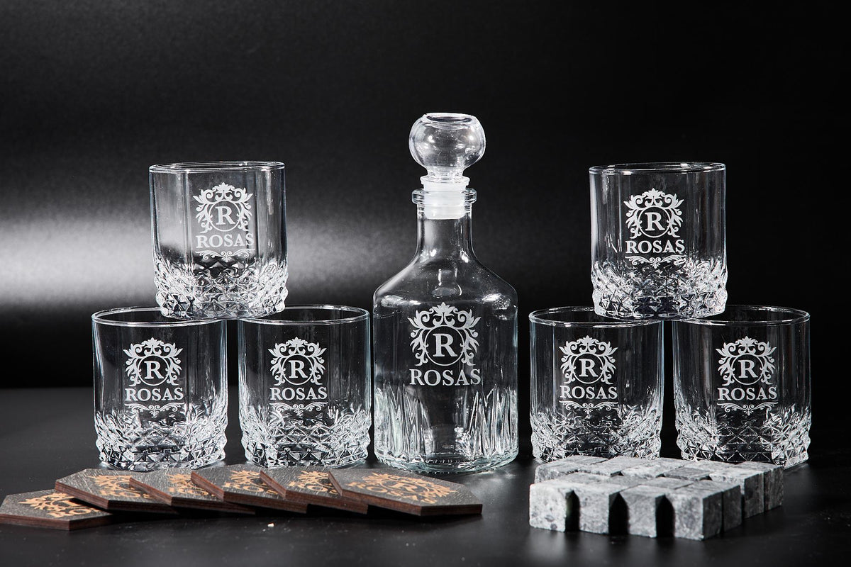 Father's Day gift, Whiskey glasses, Whiskey decanter set, Luxury Decanter and Glasses with Personalization, Whiskey glass, Whiskey gifts