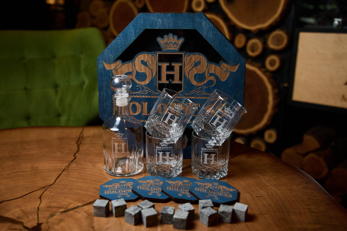 Glass Decanter, Whiskey Decanter Set, Custom Whiskey Glasses, Whiskey Gift, Bourbon Decanter Set, Personalized Whiskey, GLASS DECANTER SET