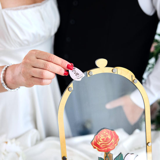Rose Wedding Guest Book Alternative, Personalized Floral Guest Book, Glass Rose Guestbook, Wooden Wedding Sign In Book, Bridal Shower Gift