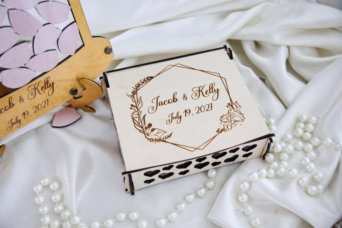 Rose Wedding Guest Book Alternative, Personalized Floral Guest Book, Glass Rose Guestbook, Wooden Wedding Sign In Book, Bridal Shower Gift