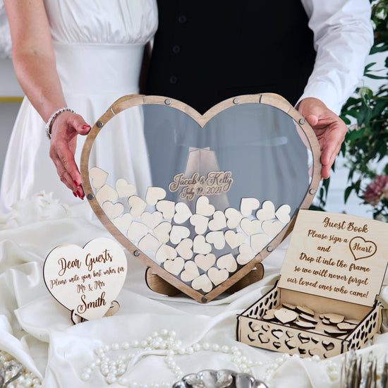 Heart Wedding Guest Book Alternative, Personalized Wooden Guest Book, Heart Sign In Book, Wedding Guestbook, Rustic Wedding Decor