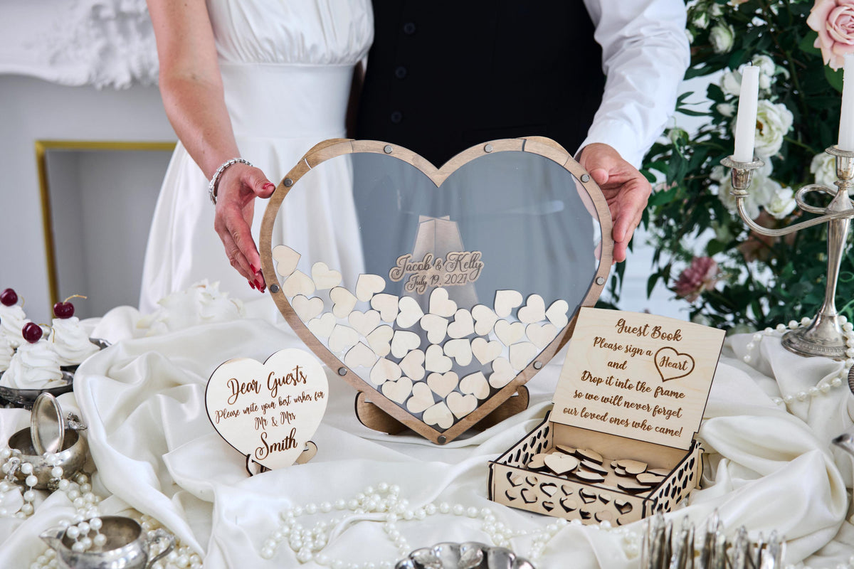 Heart Wedding Guest Book Alternative, Personalized Wooden Guest Book, Heart Sign In Book, Wedding Guestbook, Rustic Wedding Decor