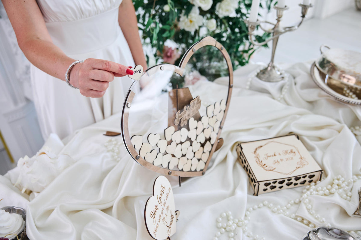 Heart Wedding Guest Book Alternative, Personalized Wooden Guest Book, Heart Sign In Book, Wedding Guestbook, Rustic Wedding Decor