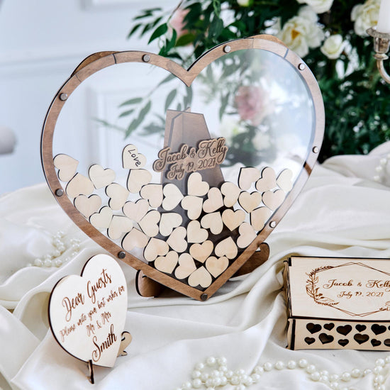 Heart Wedding Guest Book Alternative, Personalized Wooden Guest Book, Heart Sign In Book, Wedding Guestbook, Rustic Wedding Decor