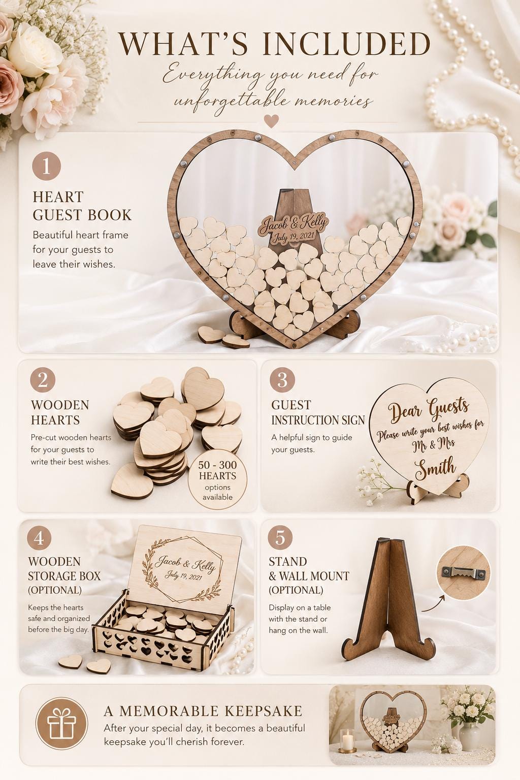 Heart Wedding Guest Book Alternative, Personalized Wooden Guest Book, Heart Sign In Book, Wedding Guestbook, Rustic Wedding Decor