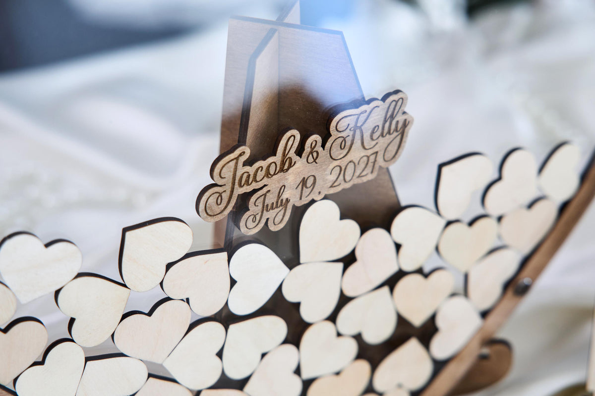 Heart Wedding Guest Book Alternative, Personalized Wooden Guest Book, Heart Sign In Book, Wedding Guestbook, Rustic Wedding Decor