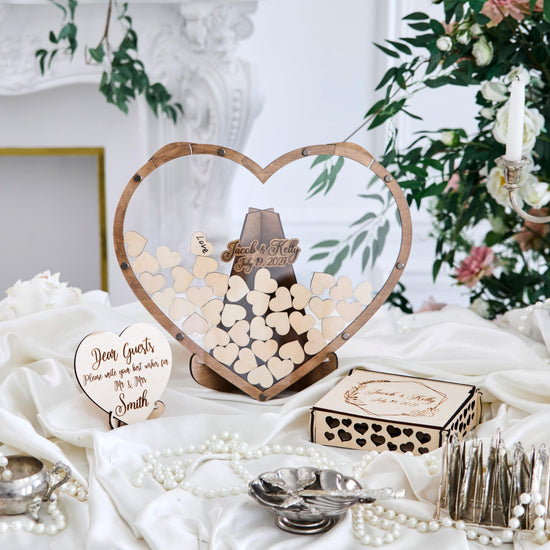 Heart Wedding Guest Book Alternative, Personalized Wooden Guest Book, Heart Sign In Book, Wedding Guestbook, Rustic Wedding Decor