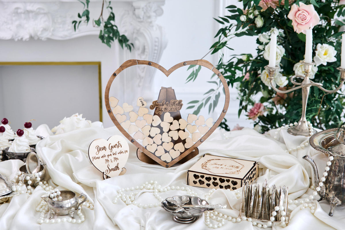 Heart Wedding Guest Book Alternative, Personalized Wooden Guest Book, Heart Sign In Book, Wedding Guestbook, Rustic Wedding Decor